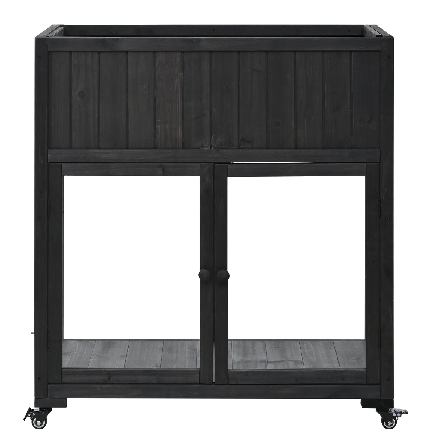 Patio 35.4''x17.7''x37.4'' Mini Wood Cold Frame, Compact 2 Doors