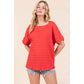 RED TEXTURED KNIT TOP | Solid / S
