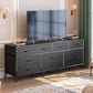 63 Inch TV Stand Dresser for Bedroom, Long Dresser with 10 Fabric