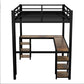 Full Metal Loft Bed With Desk And Shelves, Loft Bed With Ladder And