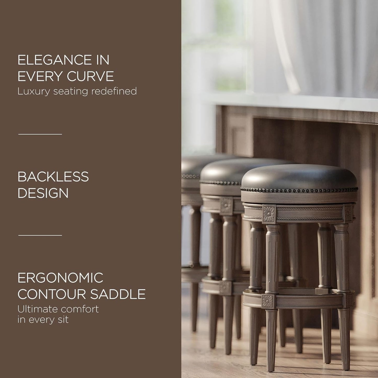 Pullman 31 Inch Tall Bar Height Upholstered Backless Barstool in