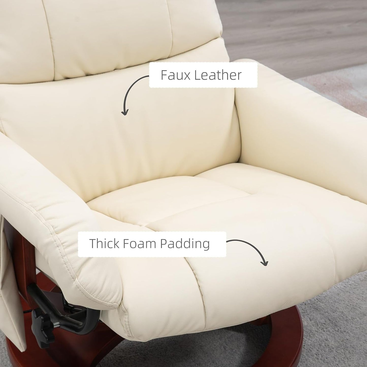 Massage Recliner Chair with Ottoman, Swivel Recliner and Footrest,