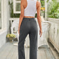 Black Elastic Waist Drawstring Wide Leg Pants