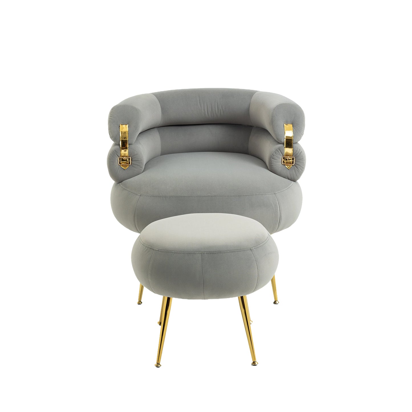 Upholstered Velvet Barrel Accent Chair with Ottoman,Accent Comfy