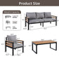 4-Piece Outdoor Furniture Sofa Set for 5 People with  Acacia Wood