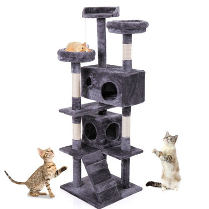 Cat Tree Cat Tower With Catching Ball, Plush Mat, Ladder And Indoor