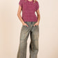 Mittoshop Washed Wide Leg Jeans with Pockets