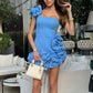 Fashion One-shoulder One-shoulder Dress Sexy Slim Ruffled Flower-bud