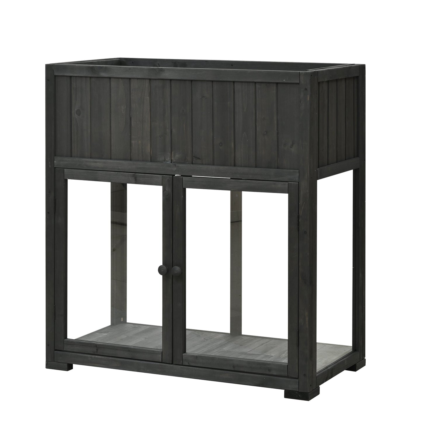 Patio 35.4''x17.7''x37.4'' Mini Wood Cold Frame, Compact 2 Doors