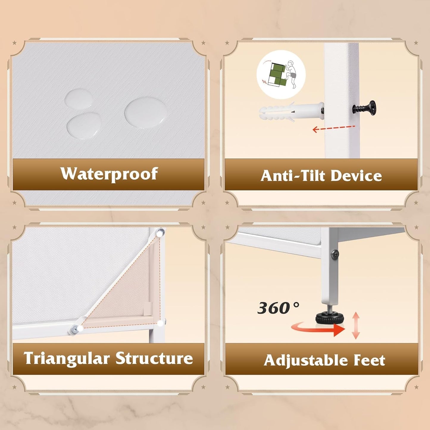 White Dresser TV Stand with Charging Station and Drawers