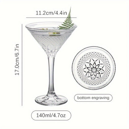 Engraved Martini Glass Set - Insulated Crystal Cocktail Glasses,