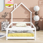 Twin Size Wood Bed With House-shaped Headboard Floor Bed With