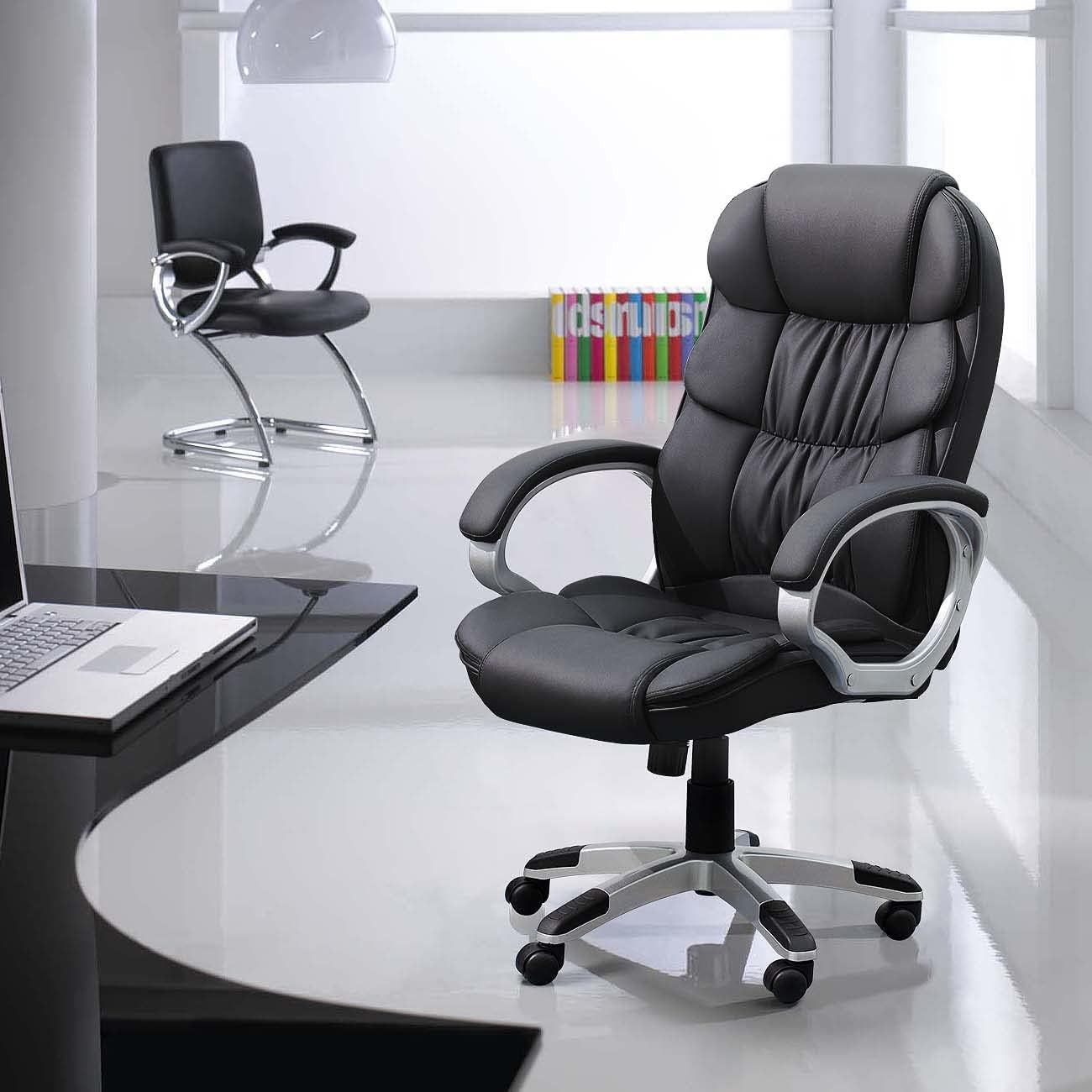 Office Chair High Back Computer Desk Chair, PU Leather Adjustable