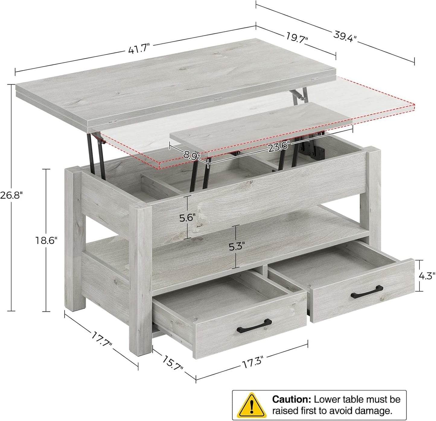Coffee Table Lift Top, Multi-Function Convertible Coffee Table with
