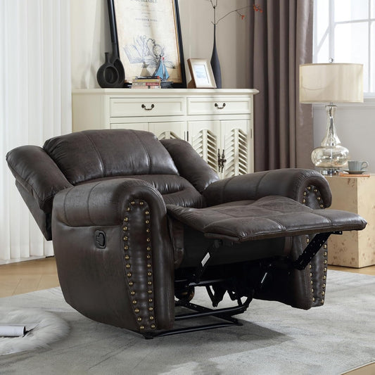 Leather Recliner Chair, Classic and Traditional Manual Recliner Chair