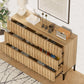 Fluted 6 Drawer Dresser with Metal Stand, Mid Century Modern