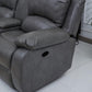 Bonded Leather Sectional Sofa 3 Recliners, Grey
