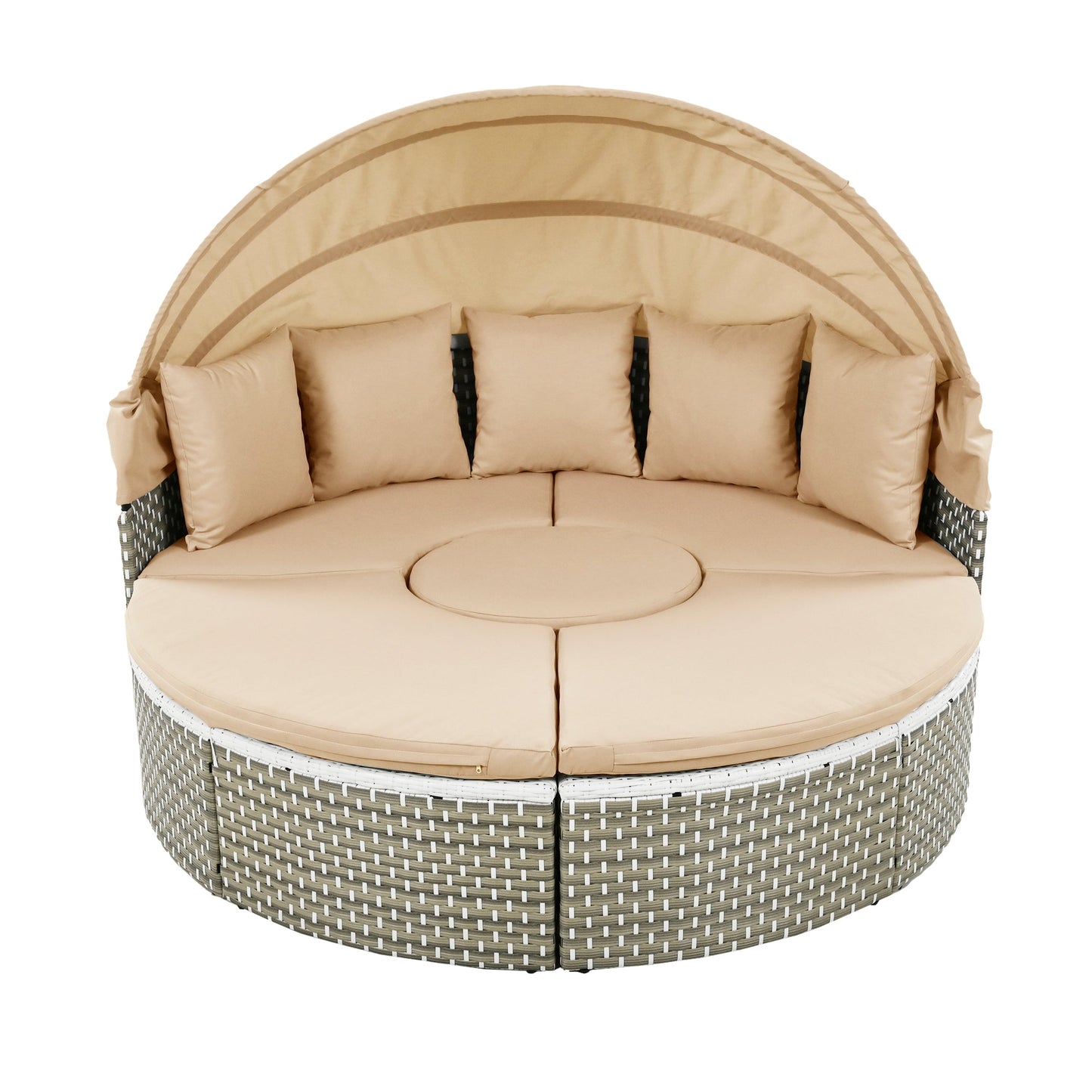 Patio Furniture Round Outdoor Sectional Sofa Set Rattan Daybed