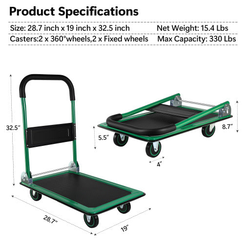Mobile Platform Trolley Home Large Foldable Cart Cart Cart 330 Lb