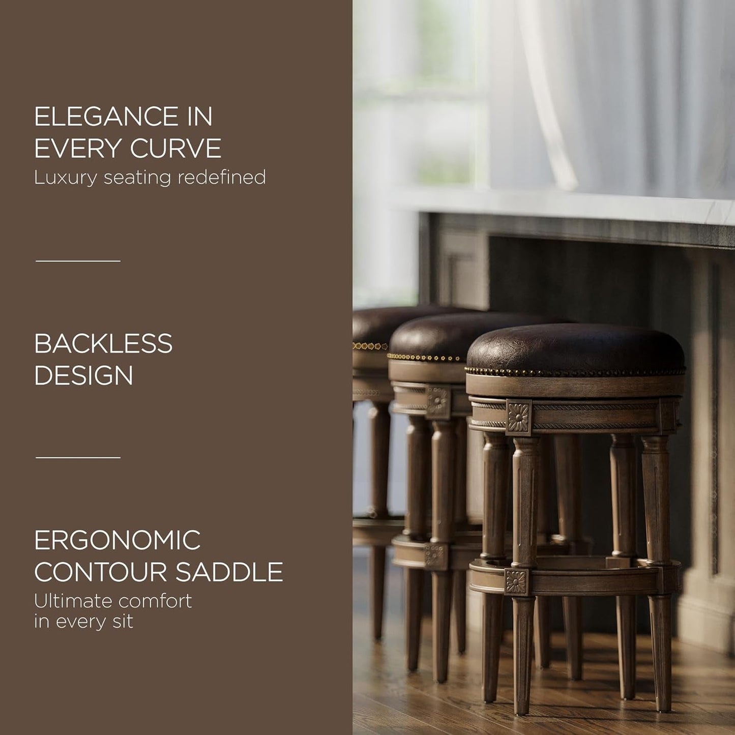 Pullman 31 Inch Tall Bar Height Upholstered Backless Barstool in