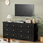 Dresser with 6 Drawer, Wood Wide Chest Storage Organizer and TV Stand