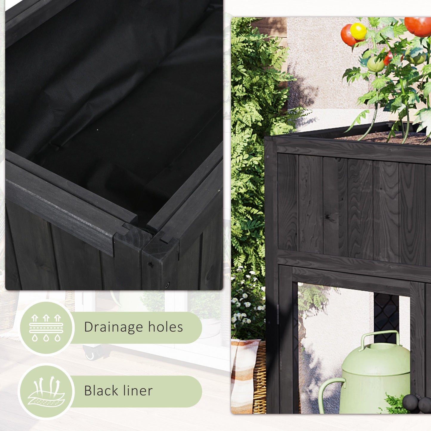 Patio 35.4''x17.7''x37.4'' Mini Wood Cold Frame, Compact 2 Doors