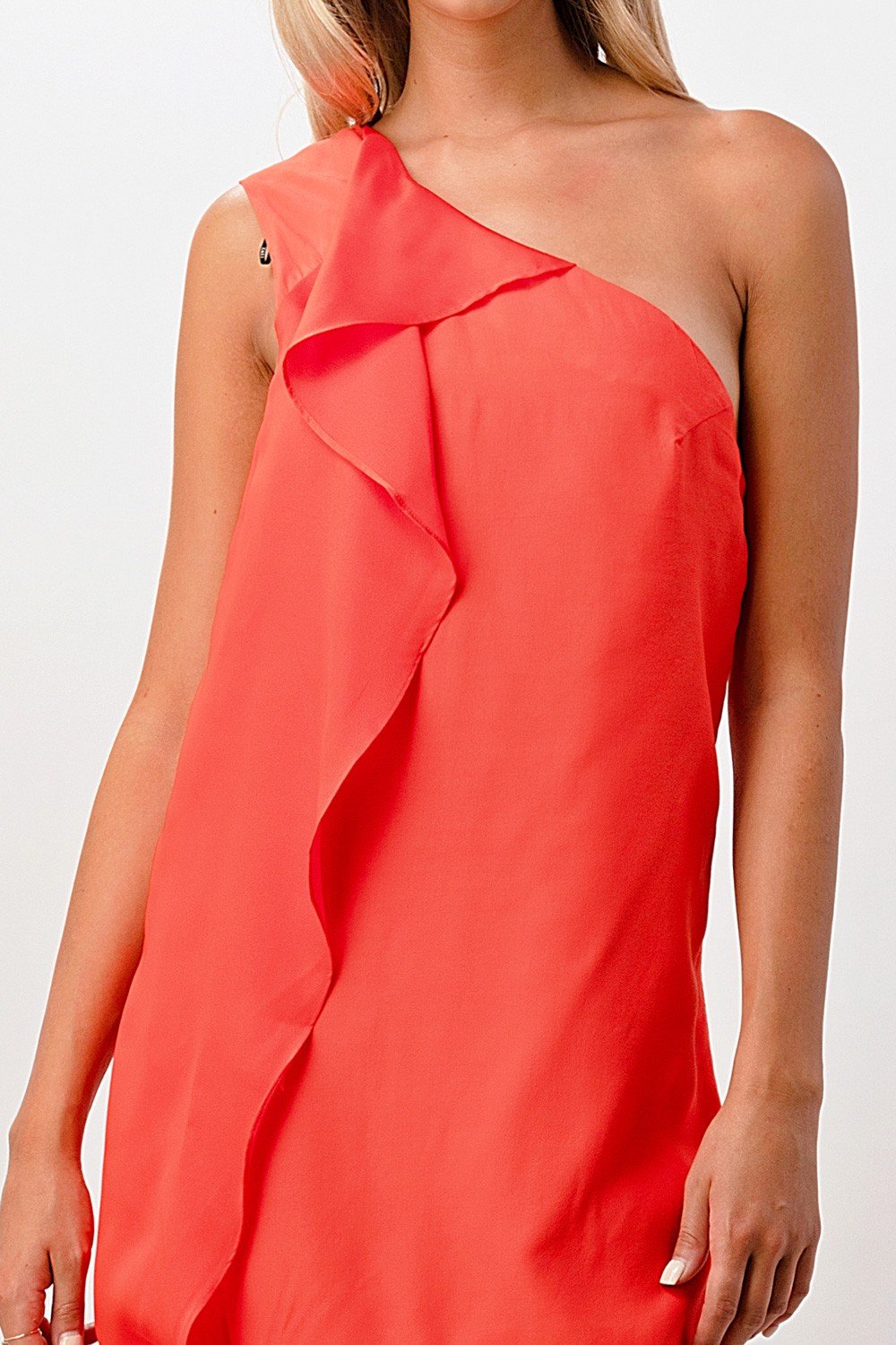 One-Shoulder Ruffle Detail Mini Dress