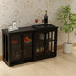 Kitchen Storage Cabinet With Glass Door - Black