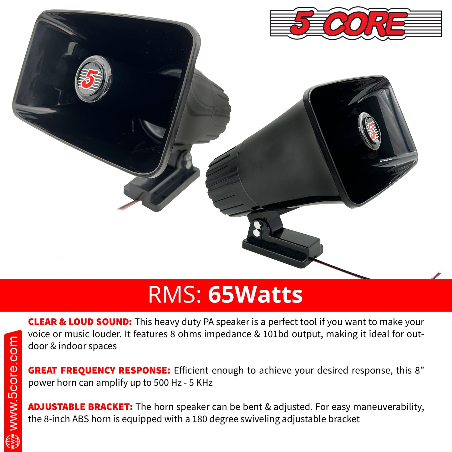 5Core Indoor Outdoor PA Horn Speaker 8 x 5 Inch Loud PA System 8 Ohm