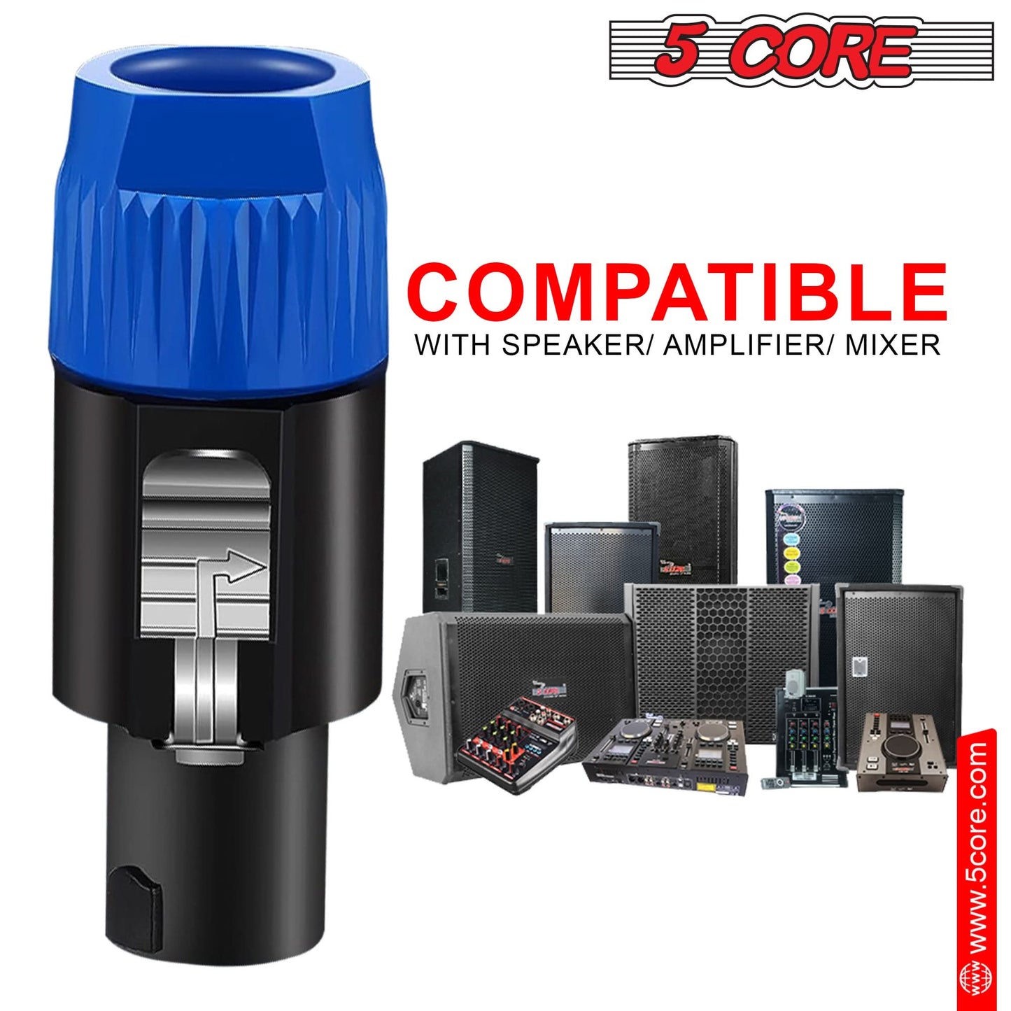 5Core Speakon Adapter High Quality Audio Jack Male Audio Pin Speaker