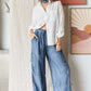 Mittoshop Washed Elastic Waist Cargo Wide Leg Pants