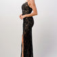 Elegant Black Lace Maxi Dress with Side Slit