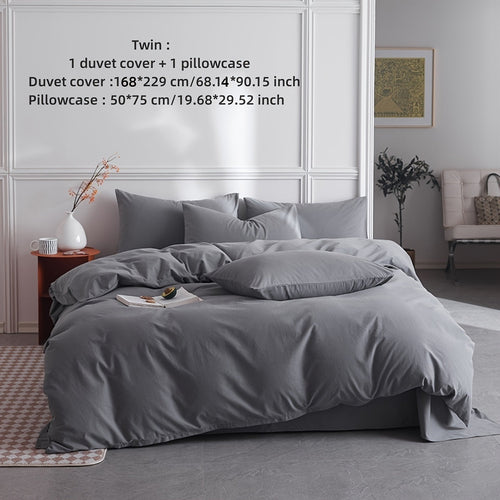 Dark Grey Microfiber Duvet Cover Set with Zipper