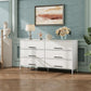 Wide Fabric Dresser, 6 Drawer Dresser TV Stand for 68" TV, Dressers