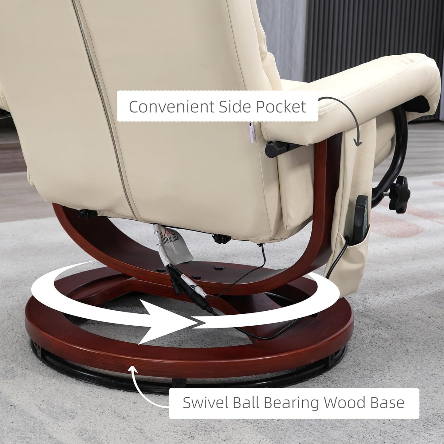 Massage Recliner Chair with Ottoman, Swivel Recliner and Footrest,