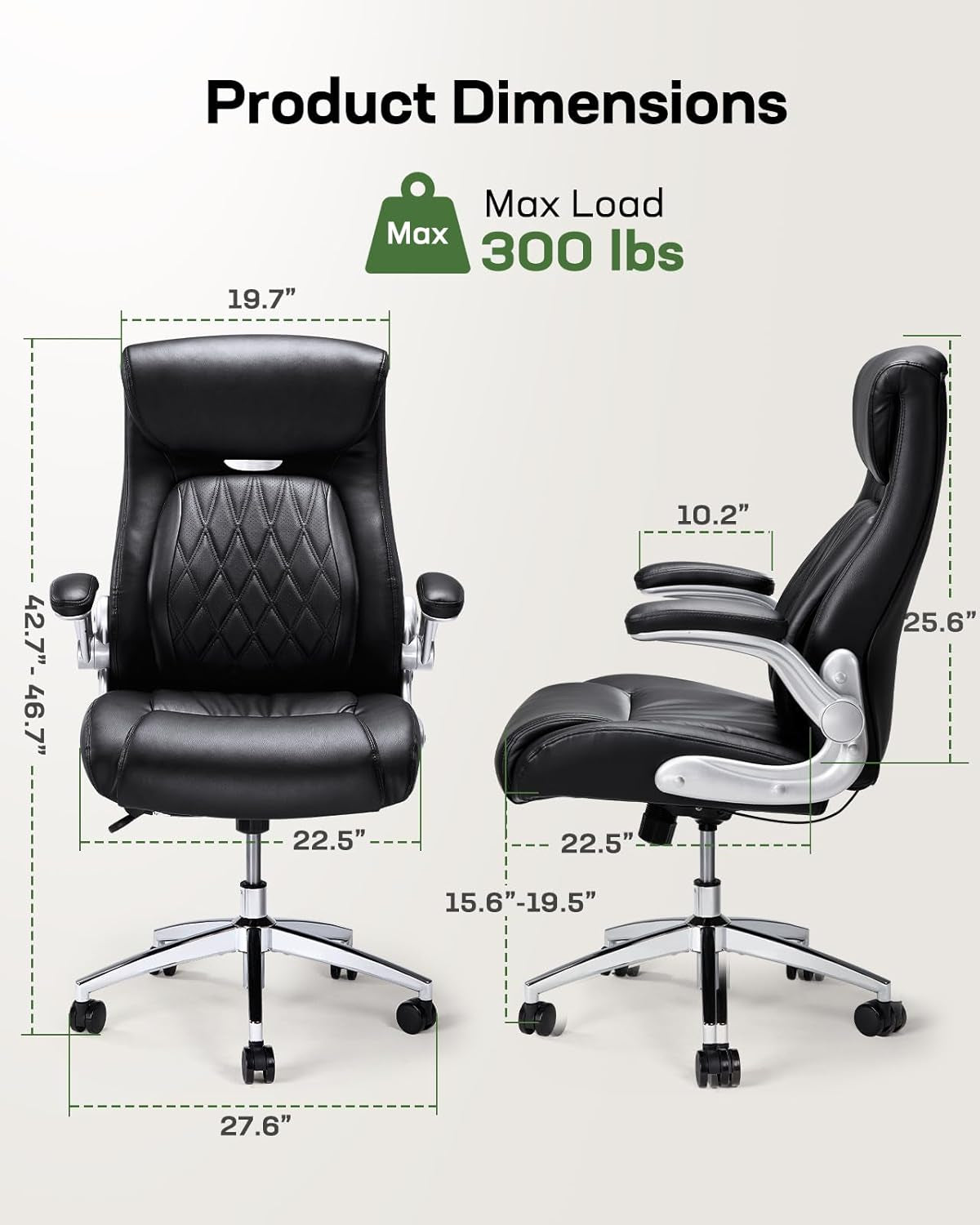 Comfortable-Office Chair with Dynamic-Lumbar Support: High Back PU