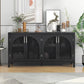 Large Storage Sideboard With Faux Rattan Doors And Metal Handles For