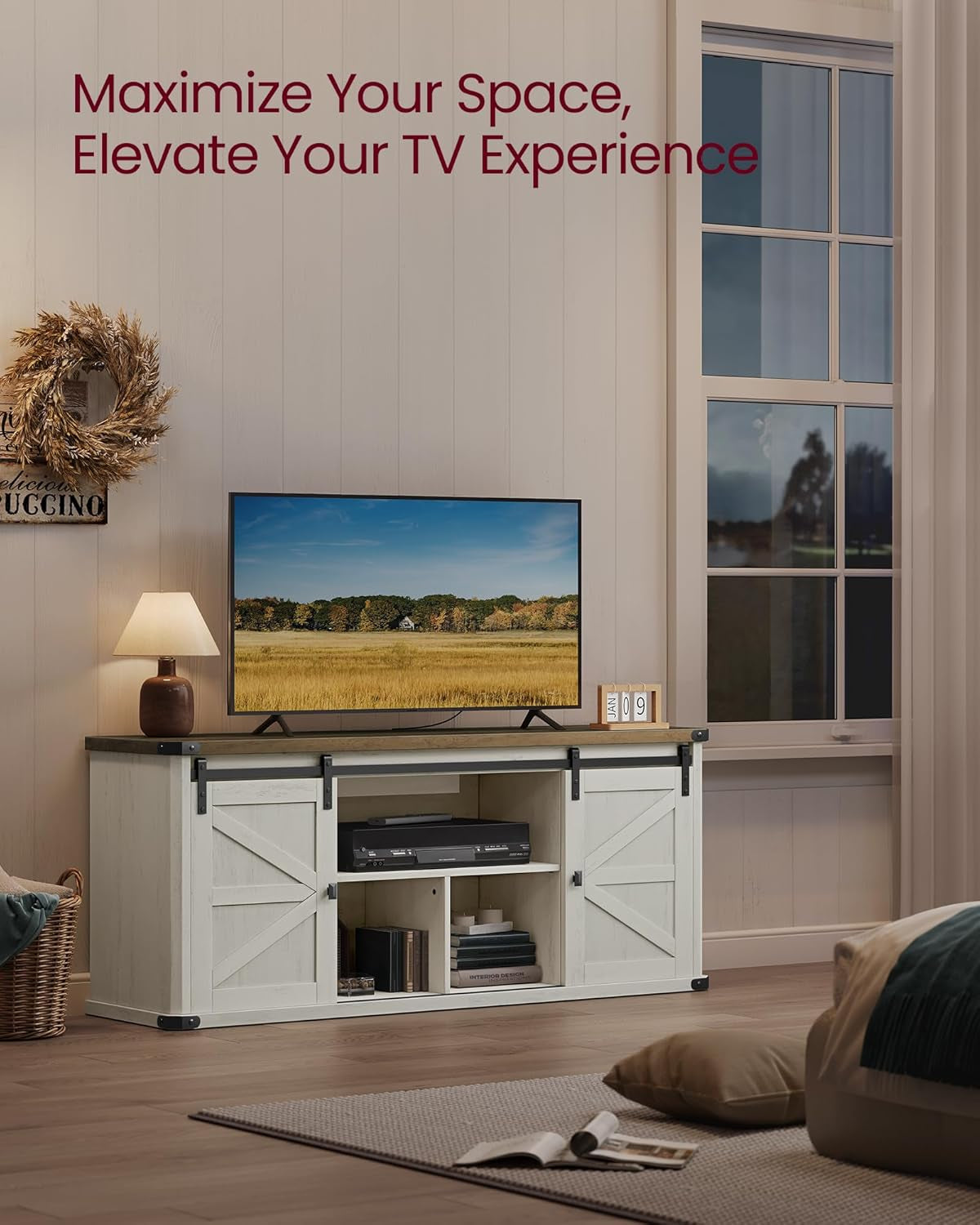 TV Stand for Tvs up to 65 Inches, Farmhouse Entertainment Center with