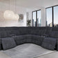 Modern Sectional Sofa Manual Recliner, Grey Fabric