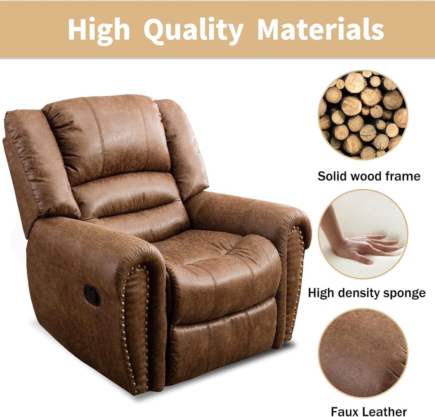 Leather Recliner Chair Set of 2, Classic and Traditional Manual