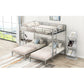 Full Over Twin Twin Size Bunk Bed With Built-in Shelf
