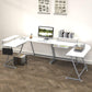 Vista L-Shape Desk with Monitor Stand, White
