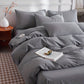 Dark Grey Microfiber Duvet Cover Set with Zipper