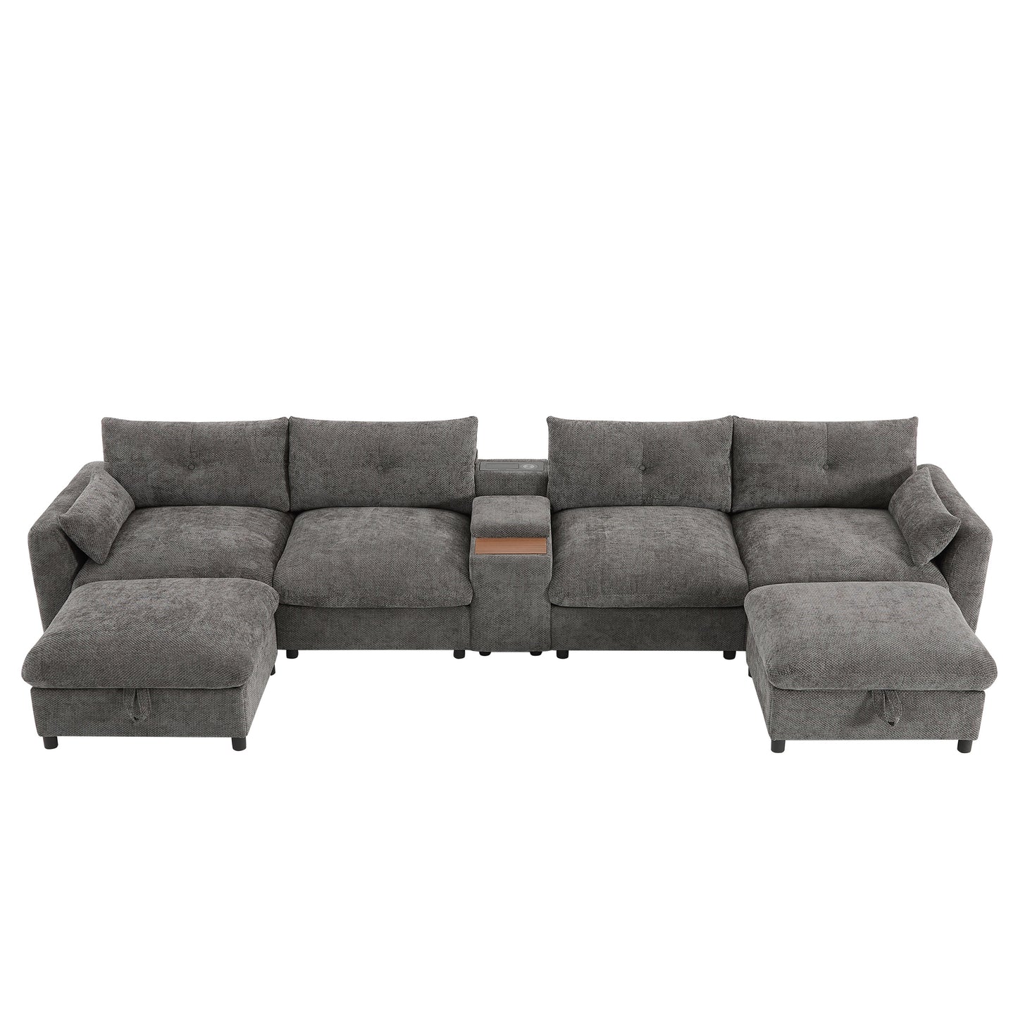 142'' Modular Sectional Sofa with Movable Storage Ottoman and