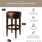 Pullman 31 Inch Tall Bar Height Upholstered Backless Barstool in Dark
