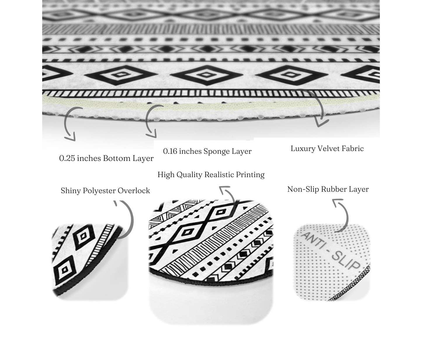 Southwestern Area Rug, Gray Aztec Carpet, Non Slip Floor Carpet, Aztec