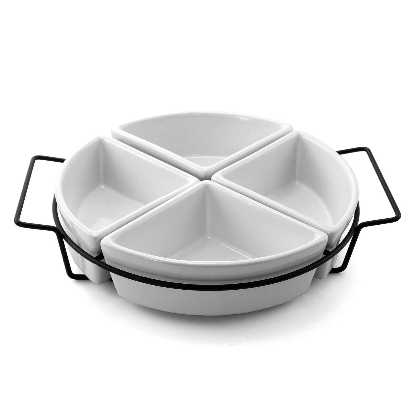 Gibson Gracious Fine Ceramic Dining Four Section Tray Set with Metal