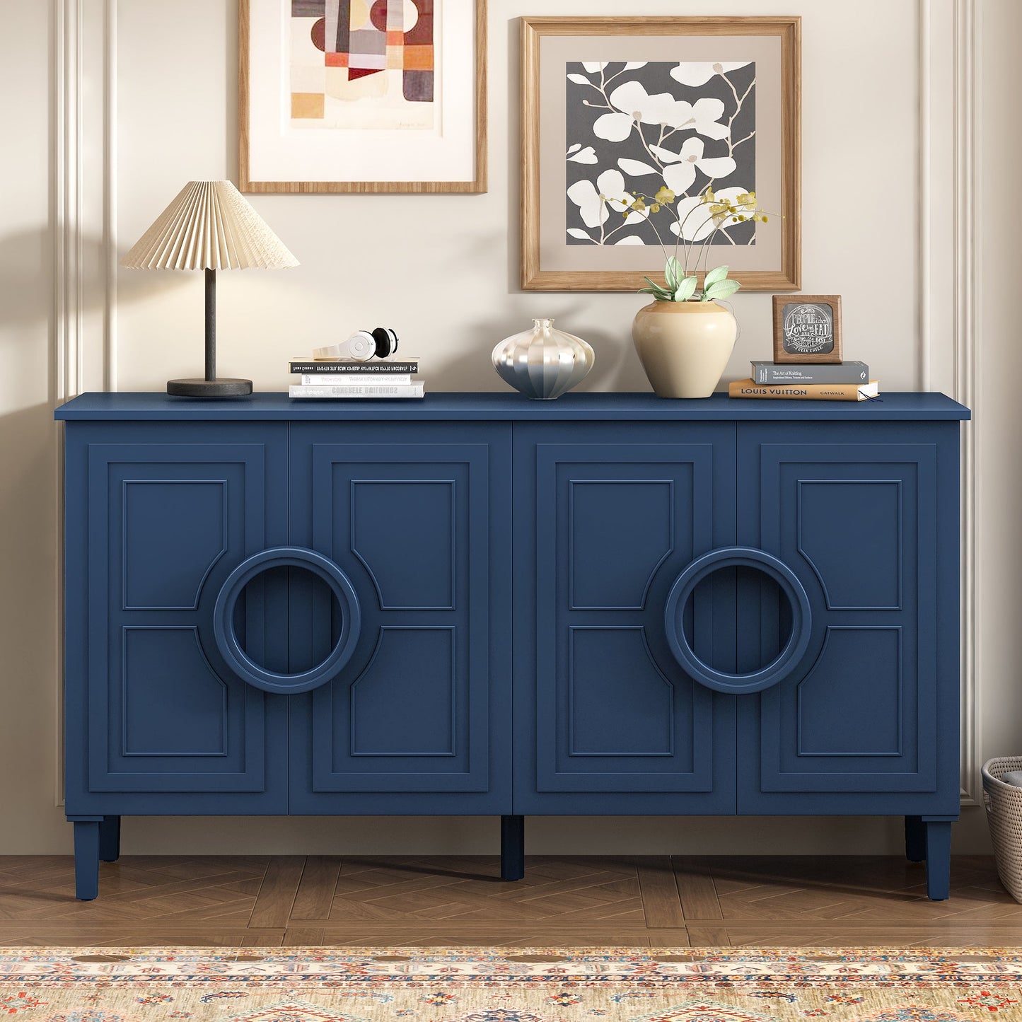 Four-door sideboard with French-Inspired,Suitable for Living Rooms,