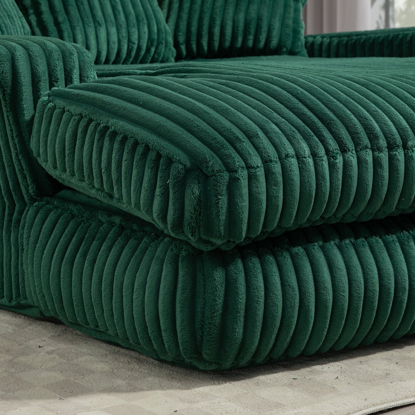 Corduroy lazy sofa With 3 back pillows,Comfy Sofa- Deep Seat Couch for