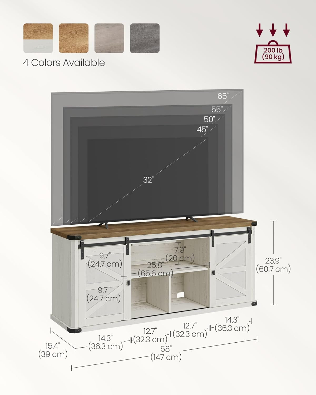 TV Stand for Tvs up to 65 Inches, Farmhouse Entertainment Center with